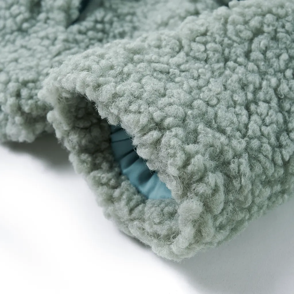 Giacca con Cappuccio Bambina Pelliccia Sintetica Teddy Verde Menta 104 13875