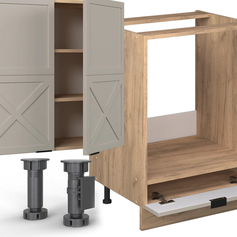 Cucina componibile Fame-Line GrigioBeige/Rovere dorato 355 cm, PL Marmo Vicco