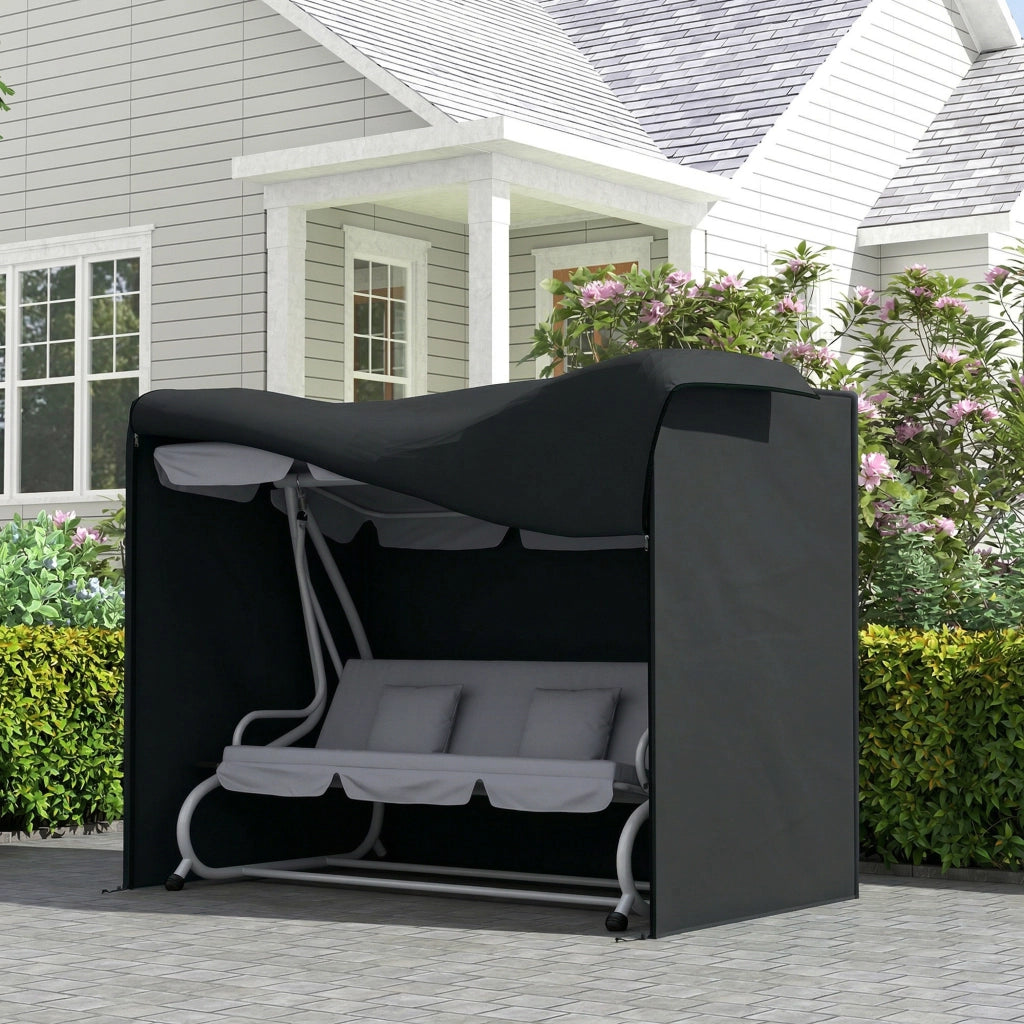 Copertura per Balancelle da Giardino 3 Posti ¨C Zephmum ¨C Nero PE 220x125x172 cm