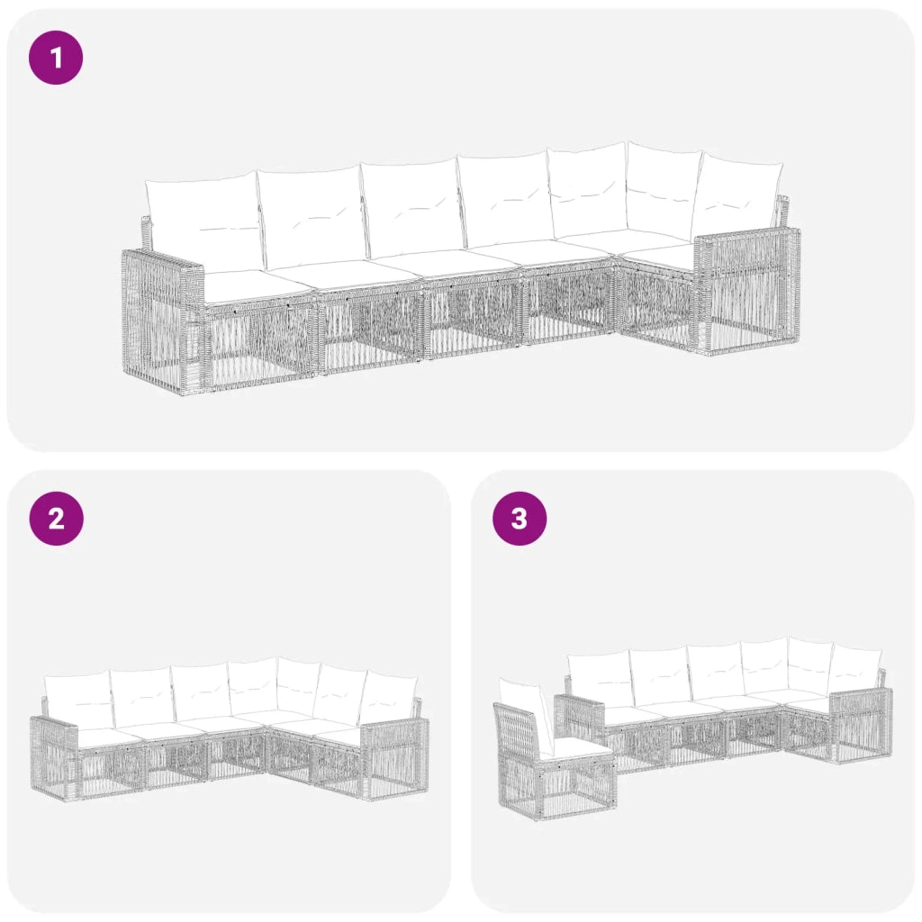 Set Divano da Giardino 6 pcs Beige e Bianco Crema polyrattan 3435129