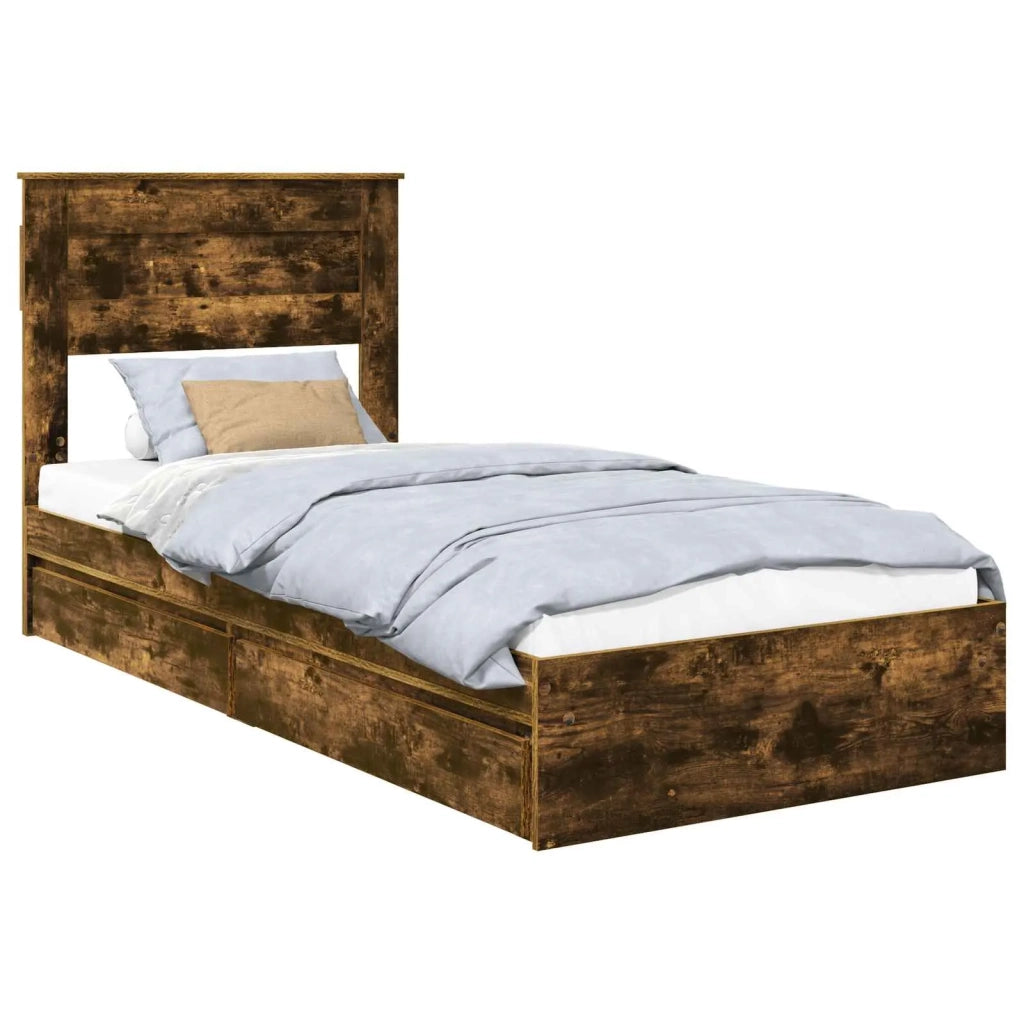 Letto con Contenitore Rovere fumé 75 x 190 cm Legno multistrato