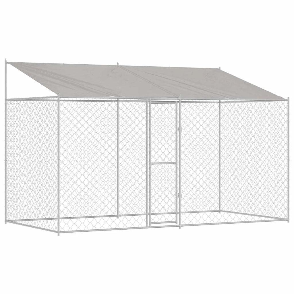 Gabbia per Cani con Tetto Argento 400 x 200 x 256 cm 3368301