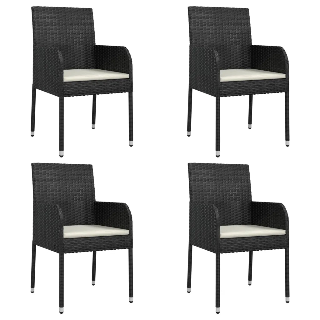 Set da Pranzo da Giardino 5 pz Nero con Cuscini in Polyrattan 3185157