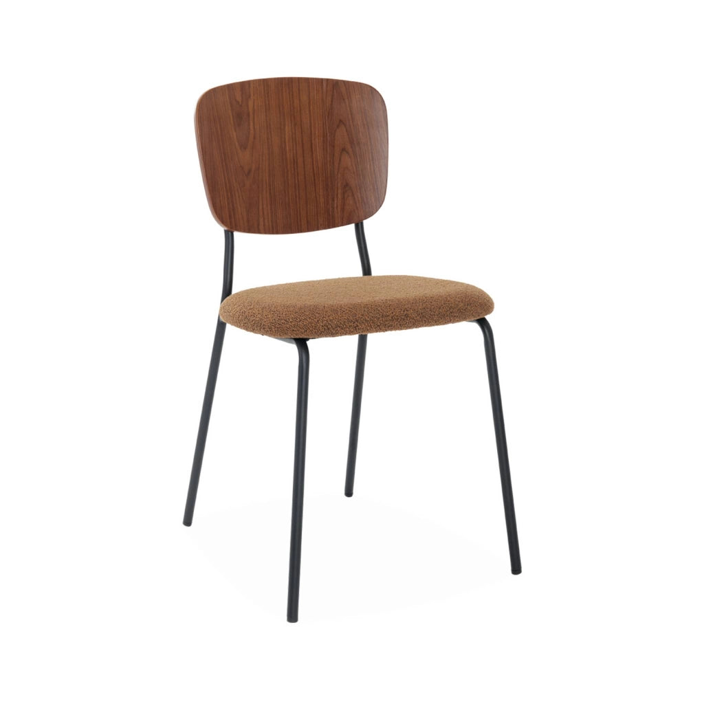 Set 2 sedie bouclé struttura in legno con gambe in metallo, mostarda