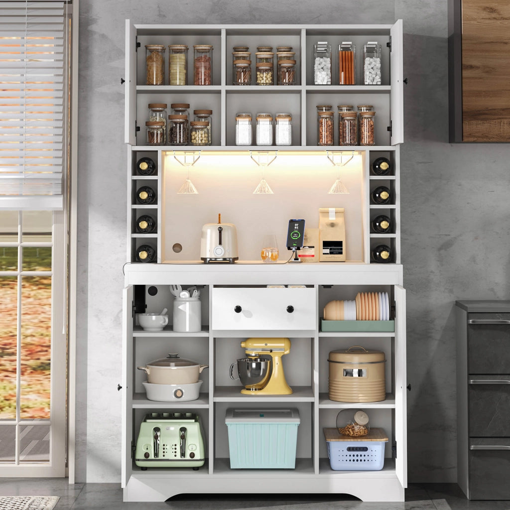 Mobile Bar Vino con LED ¨C MINIMAL ¨C Legno, Acciaio, 180x105x40