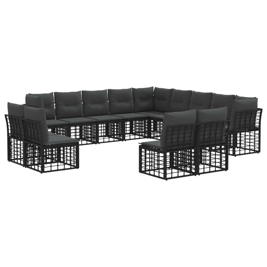 Set di divani da esterno Nero e Grigio scuro Poliestere