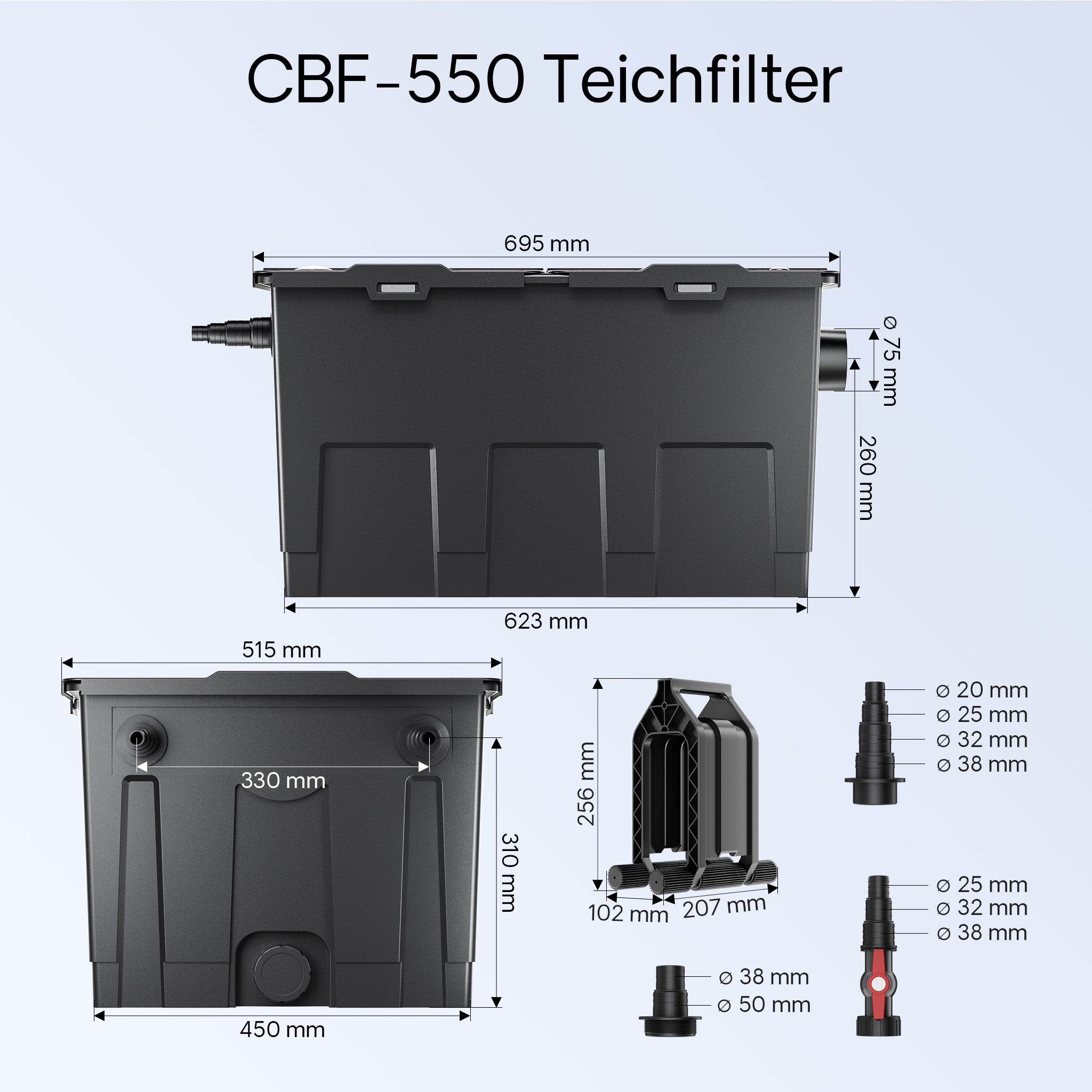 set per laghetti filtro 60000l Chiarificatore laghetto 36W Pompa NEO10000 80W Tubo 25m