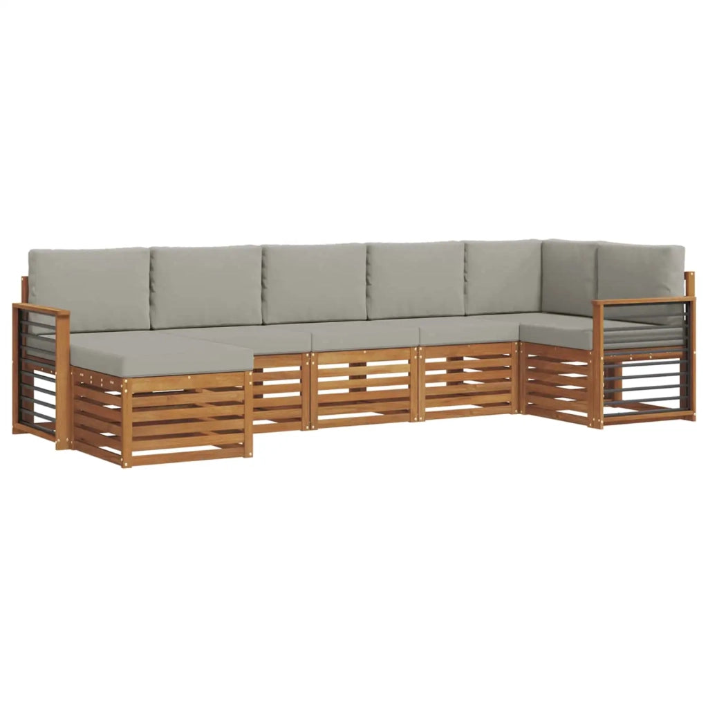 Set divano sezionale con cuscino 7 pcs Grigio Naturale e Chiaro 3375181