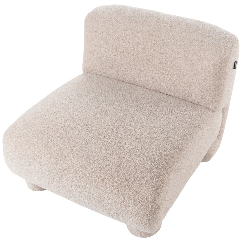 Set da salotto 4 posti con pouf, modulare dal profilo ribassato in stile organico e curvo beige