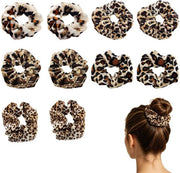 Accessori per capelli elastici a 10 pezzi - Scrunchies in seta - Disegno leopardo - Elastici - Accessori per capelli - Comodi e duraturi