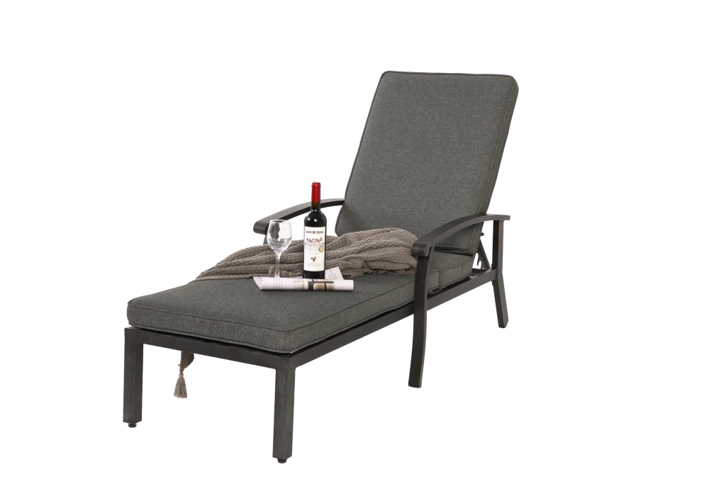 Chaise Longue da Giardino con Cuscini ¨C MINIMAL ¨C Alluminio, Grigio