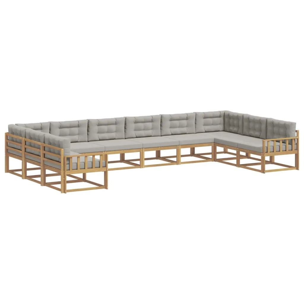Set di divani da esterno 10 pz Bianco e Grigio Chiaro 3387100