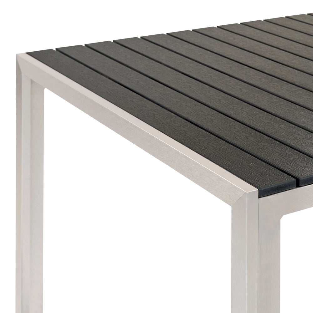 Set da Pranzo da Giardino Tavolo Rettangolare 2 Panche Telaio Alluminio anodizzato nero esterno terrazzo