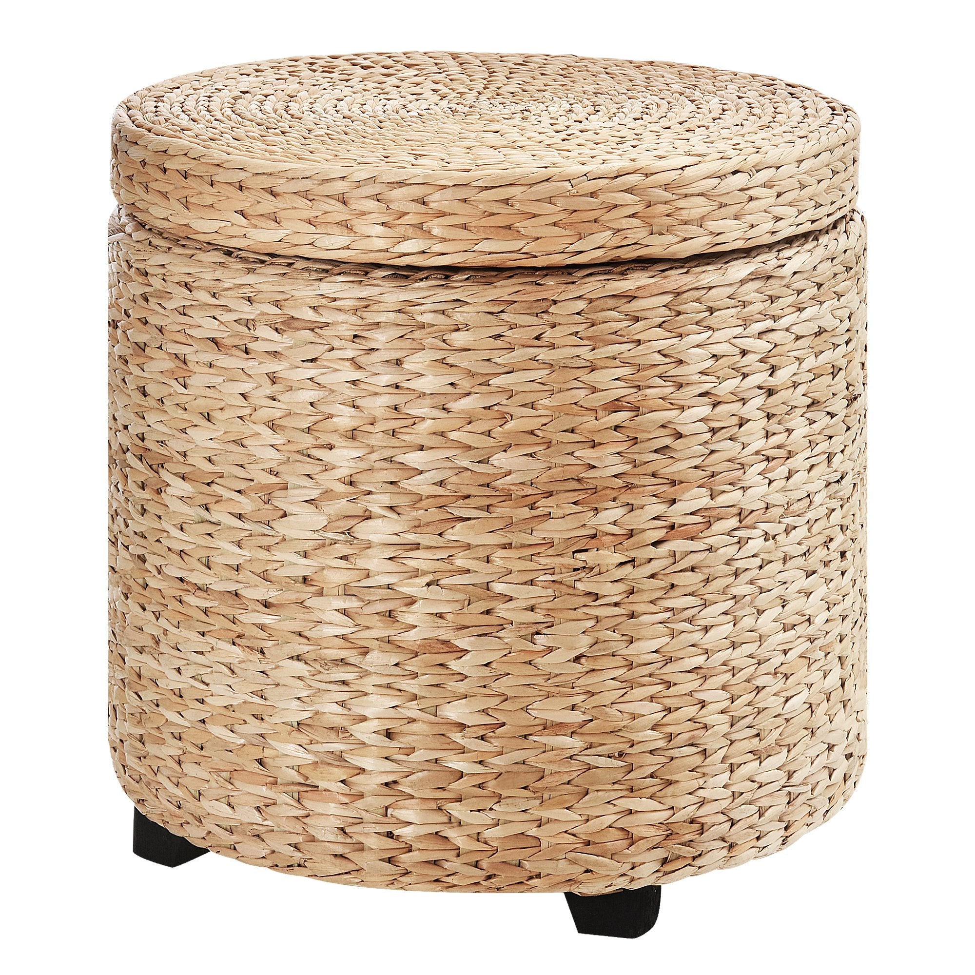 Pouf Contenitore Tondo Ø43x43 cm in Rattan Khaki