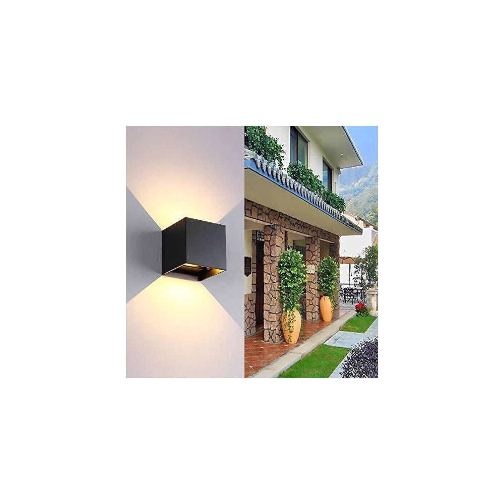 Trade Shop - Applique A Led Faro Cubo Faretto Lampada Da Parete Muro 12w Doppia Luce Ip65 -