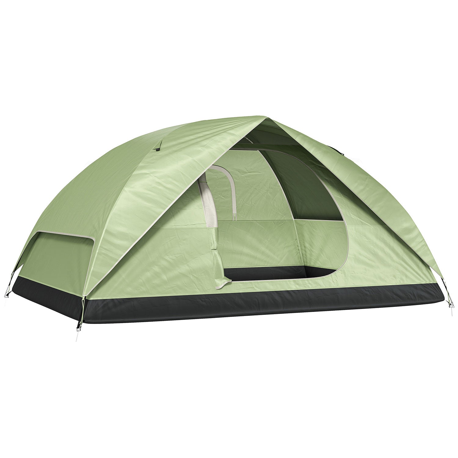 Tenda da Campeggio per 3 Persone Impermeabile 205x275x135H cm con Tasche e Gancio per Lanterna Verde