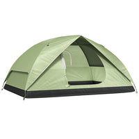 Tenda da Campeggio per 3 Persone Impermeabile 205x275x135H cm con Tasche e Gancio per Lanterna Verde