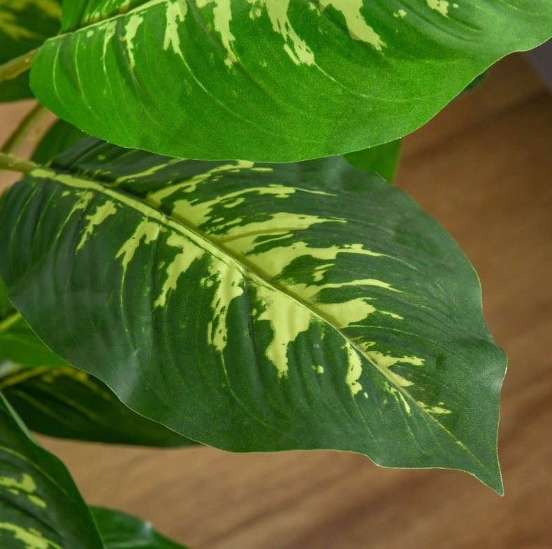 Pianta Artificiale Dieffenbachia 95 cm con Vaso in Cemento Verde per Interni ed Esterni
