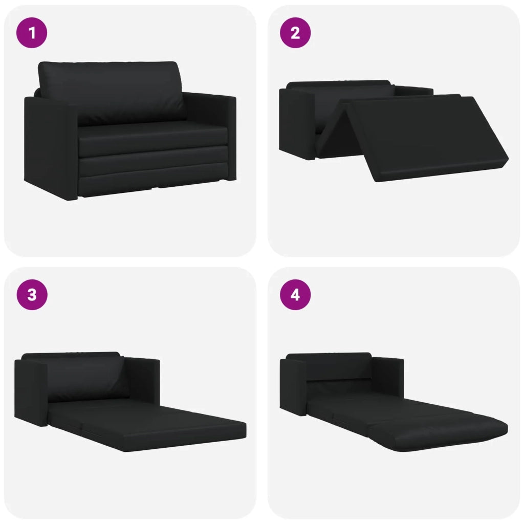 Divano letto | Sof¨¤ letto | Letto singolo Nero 124 x 71 x 78 cm Pelle Artificiale