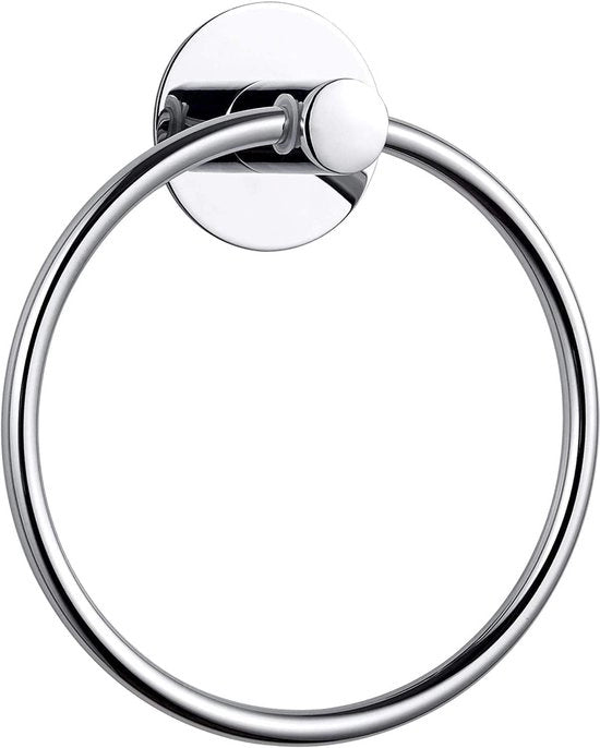 Sostegno asciugamano autoadesivo - anello asciugamano - acciaio inossidabile - fissaggio alla parete - 18 cm - stile moderno
