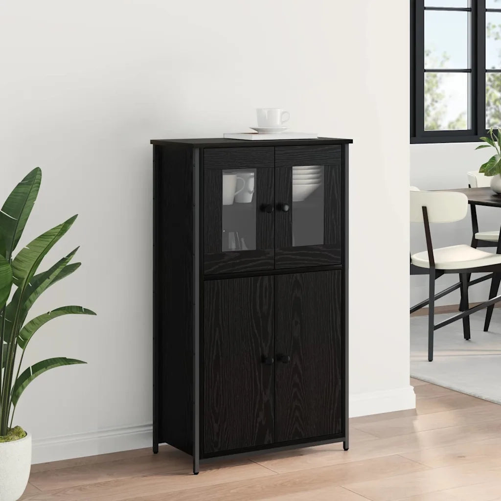 Credenza | Madia | Buffet da pranzo | Armadio da pranzo Rovere Nero 62 x 32 x 106,5 cm Legno multistrato