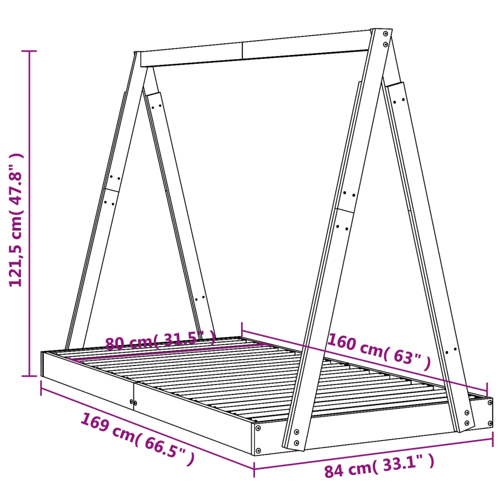 Giroletto per Bambini | Letto Infantile | Lettino 80x160 cm in Legno Massello di Pino