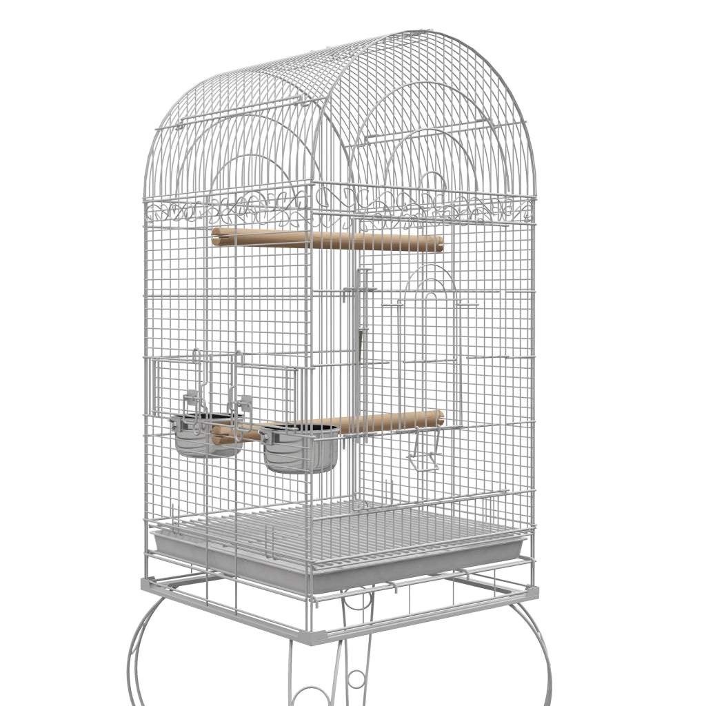 Gabbia per uccelli con ruote e ripiano amovibile ¨C zephmum ¨C 51x51x153 cm bianco