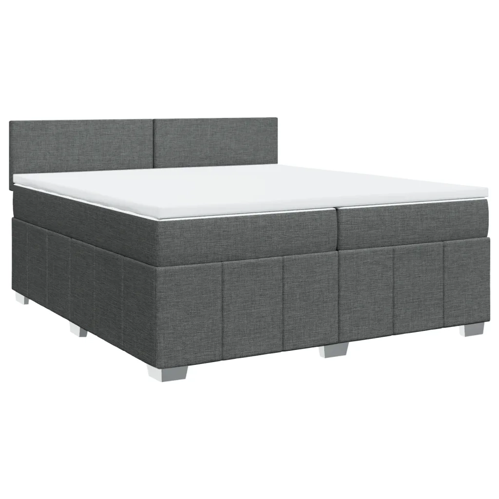 Giroletto a Molle con Materasso Grigio Scuro 200x200 cm Tessuto