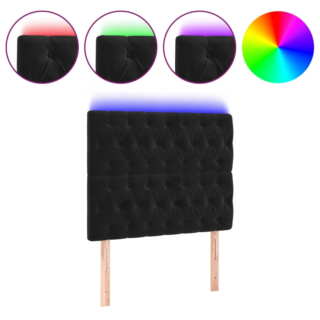 Testiera a LED-Testata con LED Nera 100x7x118/128 cm in Velluto