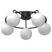 Plafoniera Luminex Ballo nero-oro 5 sfere vetro E27