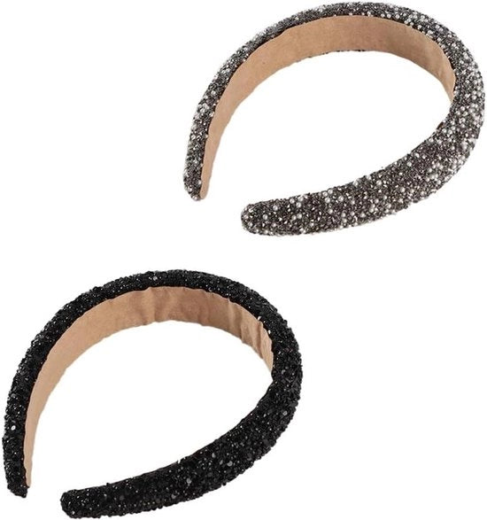 Due splendide cinture per capelli elastiche con perle e strass per donne - Per San Valentino Matrimonio Compleanni - Accessori capelli da indossare ogni giorno