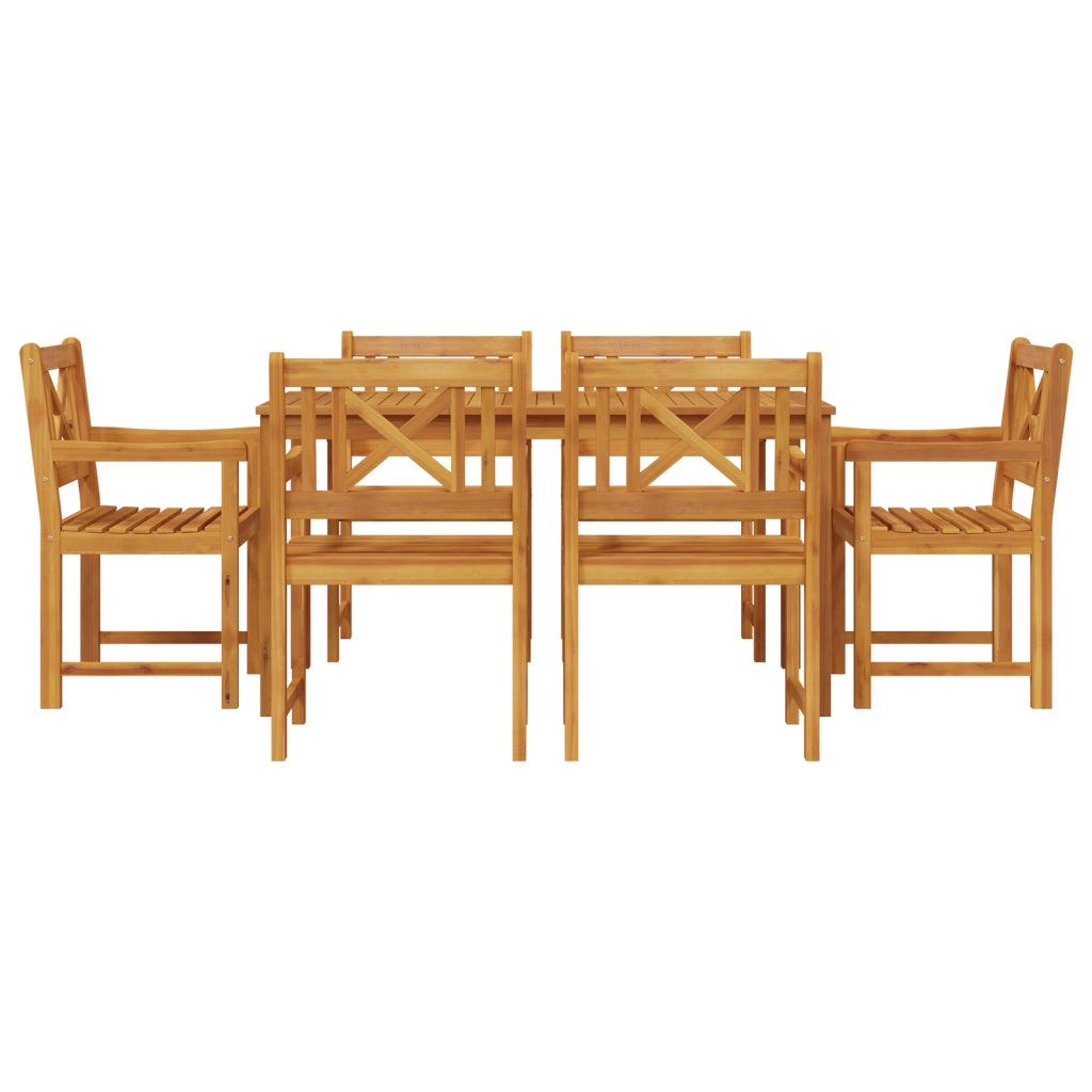 Set da Pranzo da Giardino 7 Pezzi in Legno Massello di Acacia