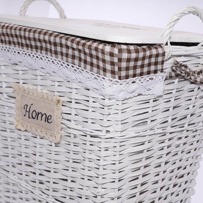 Cesto Portabiancheria 44x34xH56 cm in Vimini Bianco