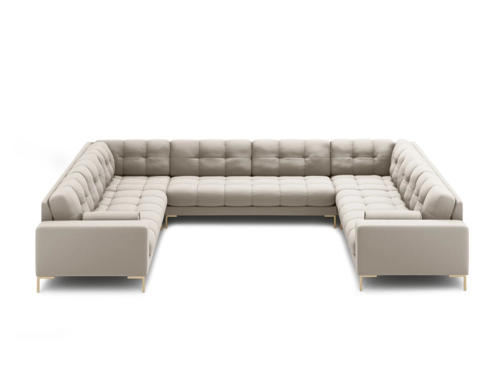Cosmopolitan Design - Divano panoramico "Bali" 9 posti in tessuto strutturato beige 