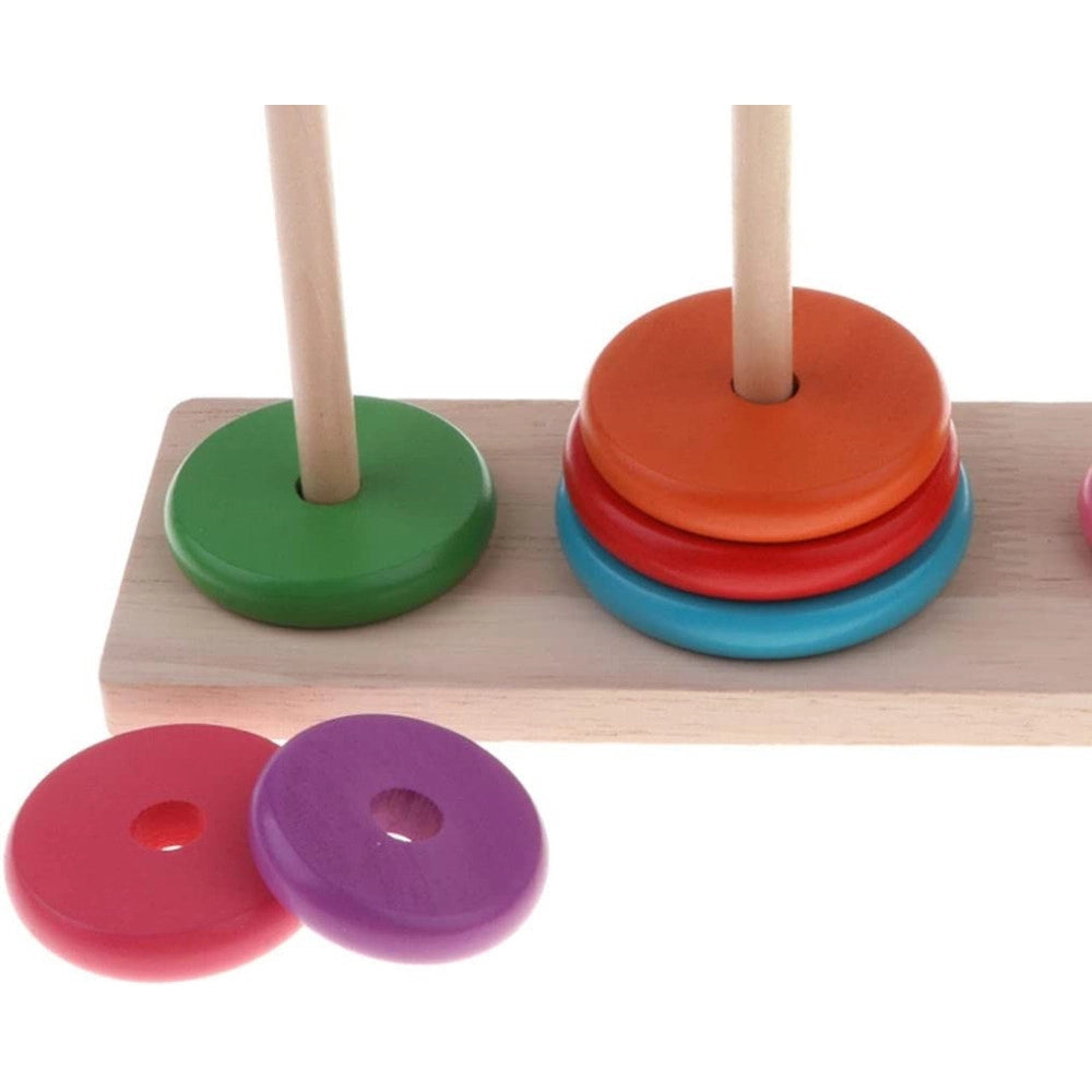 Trade Shop - Torre Di Hanoi Giocattolo Per Bambini Impilatore Blocchi Legno Gioco Educativo -