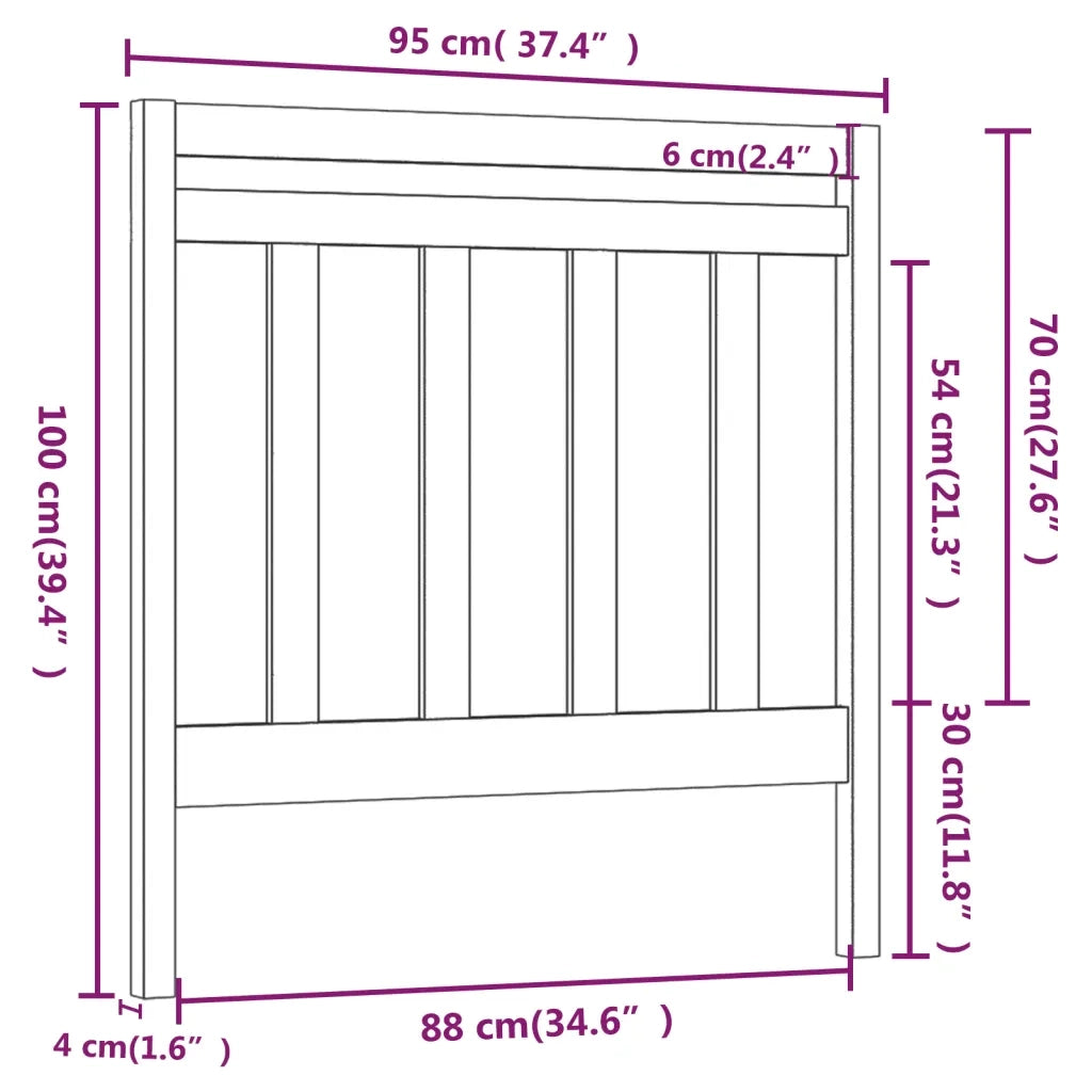 Testiera | Testata per Letto Bianca 95x4x100 cm in Legno Massello di Pino