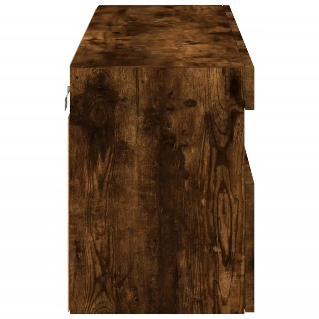 Mobile TV multimediale scaffale TV credenza mobile TV sala da pranzo soggiorno camera da letto a parete con luci LED rovere affumicato 100 x 30 x 40 cm marrone 02_0027966