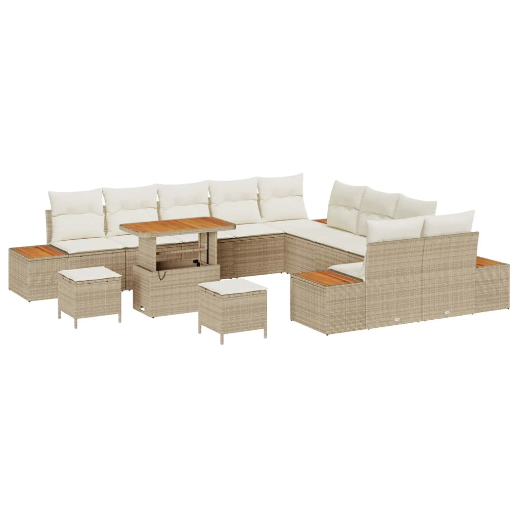 Set Divano da Giardino con cuscino 13 pcs Beige e Crema 3363366