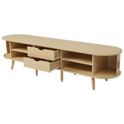 Mobile TV con 2 Cassetti; 2 Ante Scorrevoli e Divisori Regolabili; in MDF; Rovere Chiaro; 175??40??42 cm