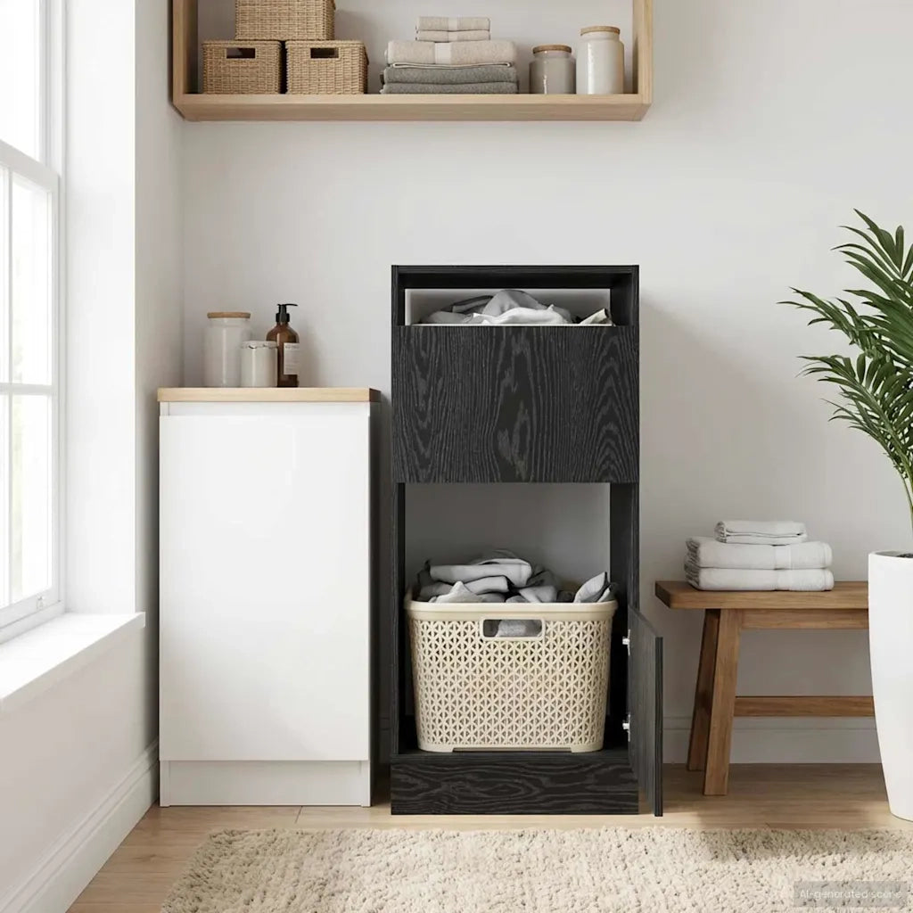 Mobile da lavanderia con porta Rovere Nero 50 x 68 x 102 cm 3422801