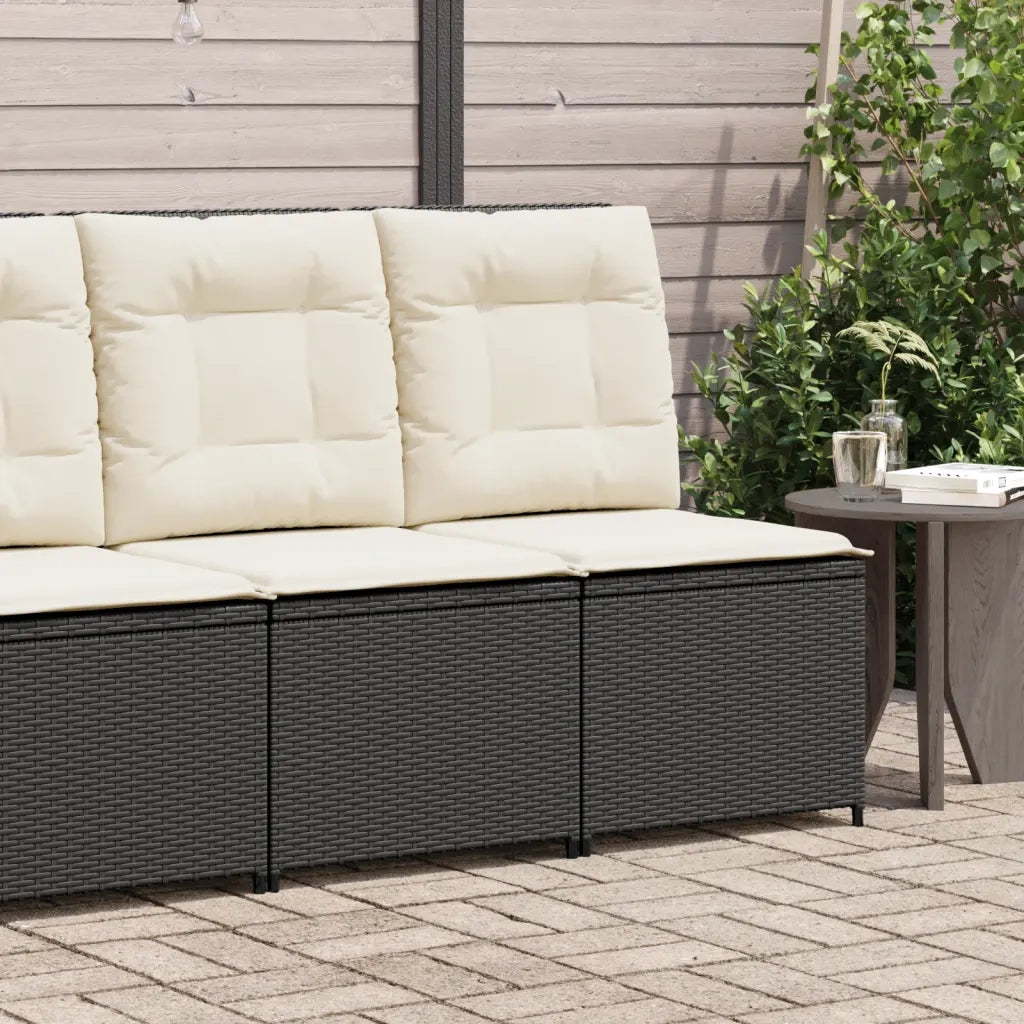 Divano Reclinabile da Giardino con Cuscini in Polyrattan Nero 368973
