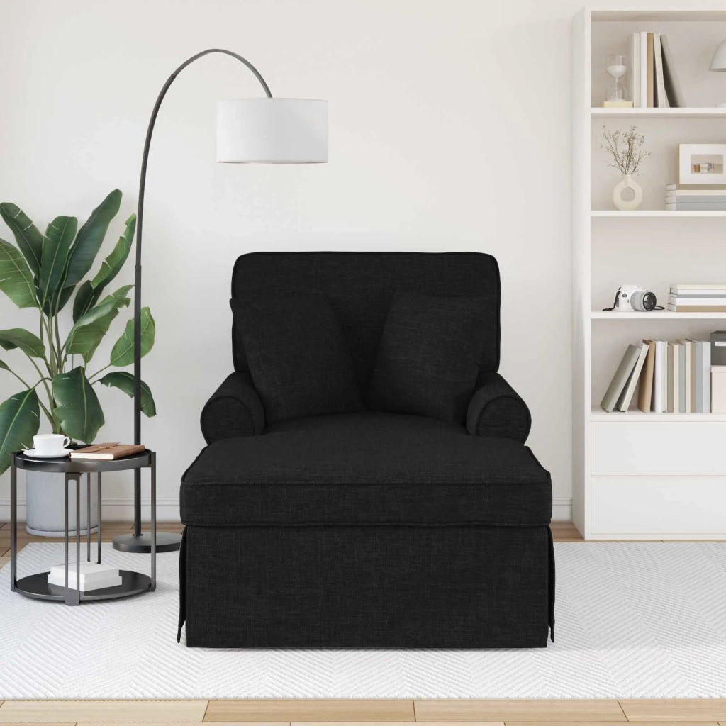 Chaise Longe con Gonna con cuscino 3 pz Nero Tessuto CFW9449497