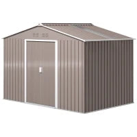 Capanno per attrezzi in metallo con porte scorrevoli e finestre di ventilazione, 277 x 195 x 192 cm, Grigio chiaro