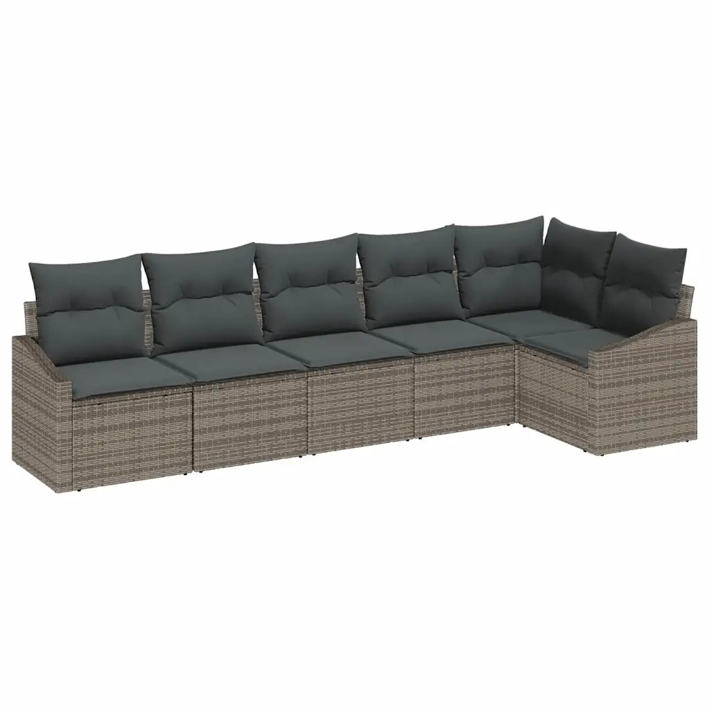 Set Divano da Giardino con cuscino 6 pcs Grigio polyrattan