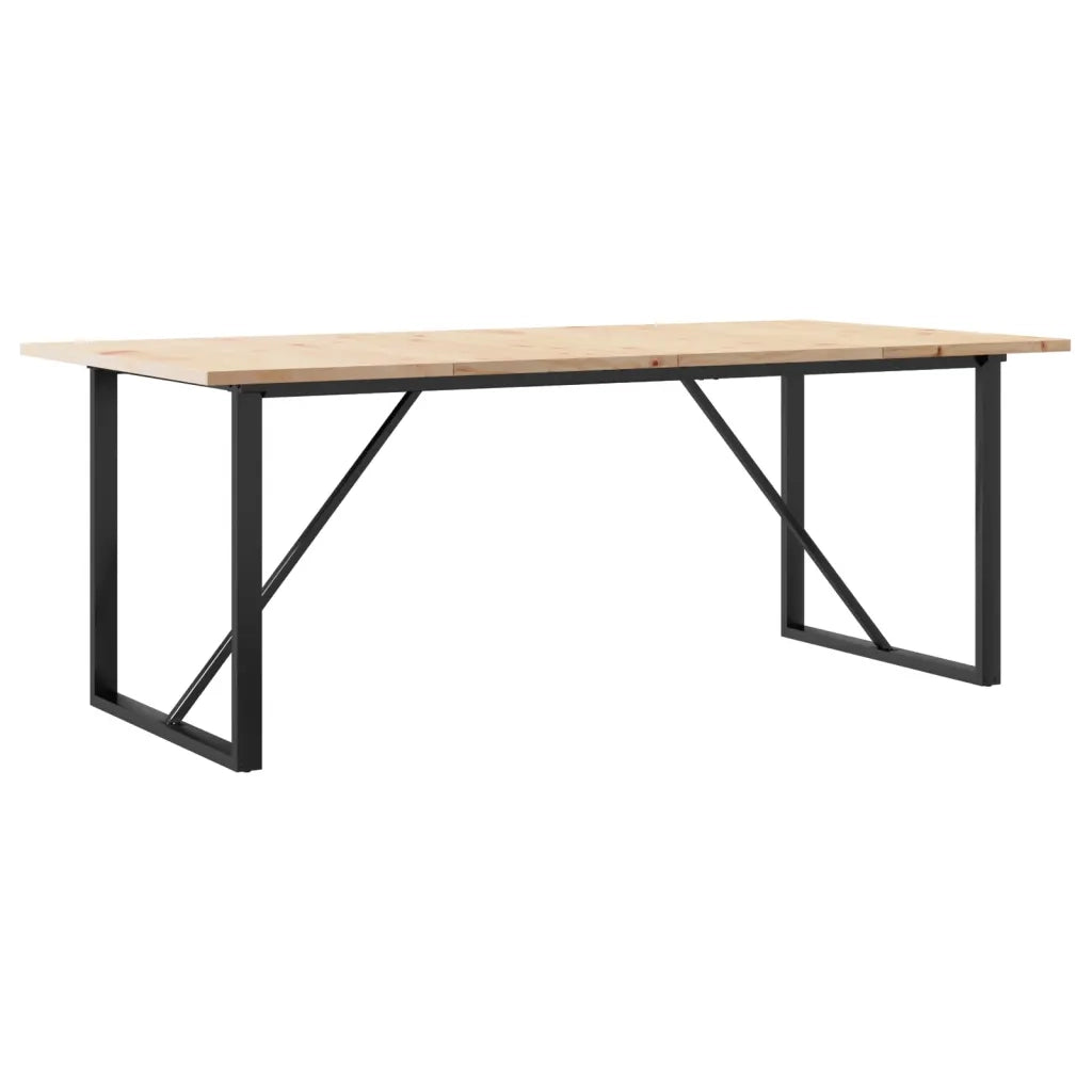 Tavolo Pranzo | Tavolo da cucina Telaio a O 200x100x75,5 cm Legno Pino e Acciaio