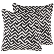 Set di 2 cuscini decorativi in cotone bianco e nero 45 x 45 cm federe rimovibili con imbottitura in poliestere