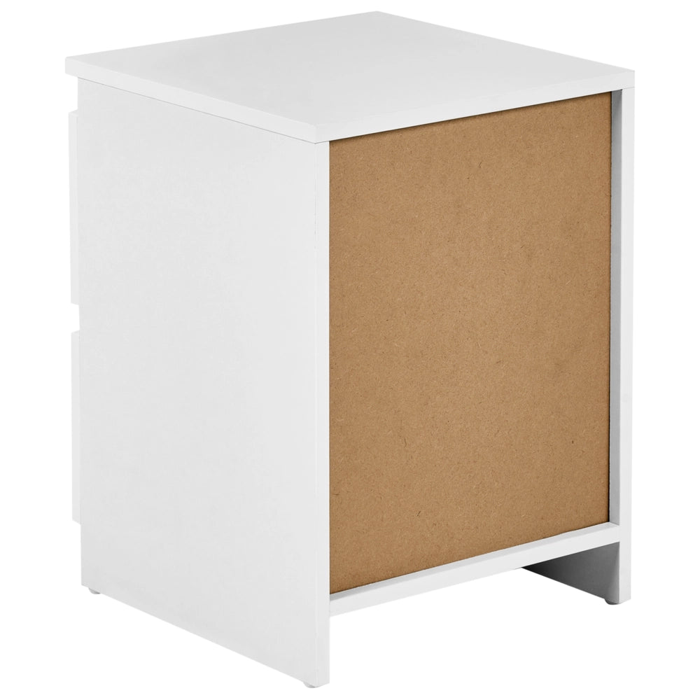 Comodino in truciolato bianco 2 cassetti portaoggetti Design scandinavo Camera da letto