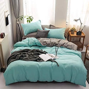 Duvet 135 x 200 cm Blu Verde Grigio Duvet Set 2-Pezzi Super Sottile Microfibra Coperta con Cerniera e 1 Cuscino 80 x 80 cm