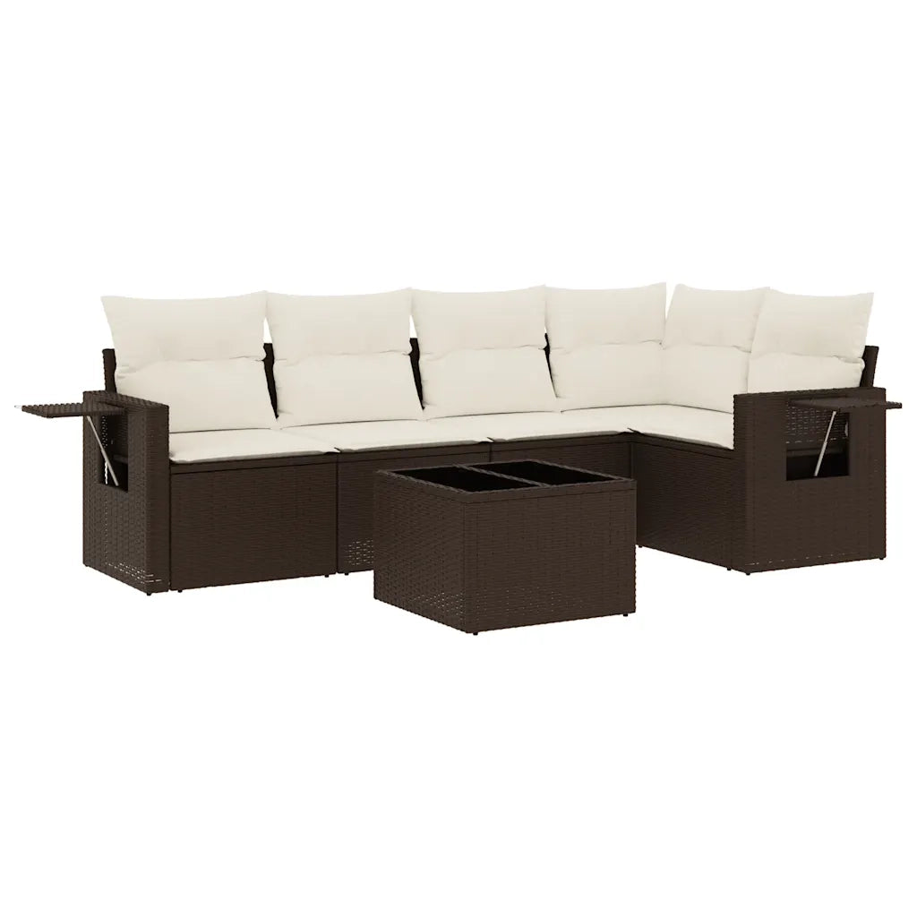 Set Divano da Giardino 6 pz con Cuscini Marrone in Polyrattan 3252480