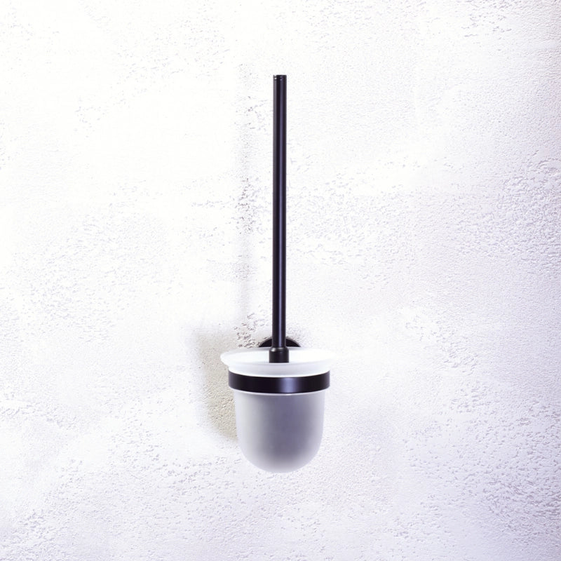 Scopino WC a muro DARK in ottone nero e vetro 37x14x9,5cm